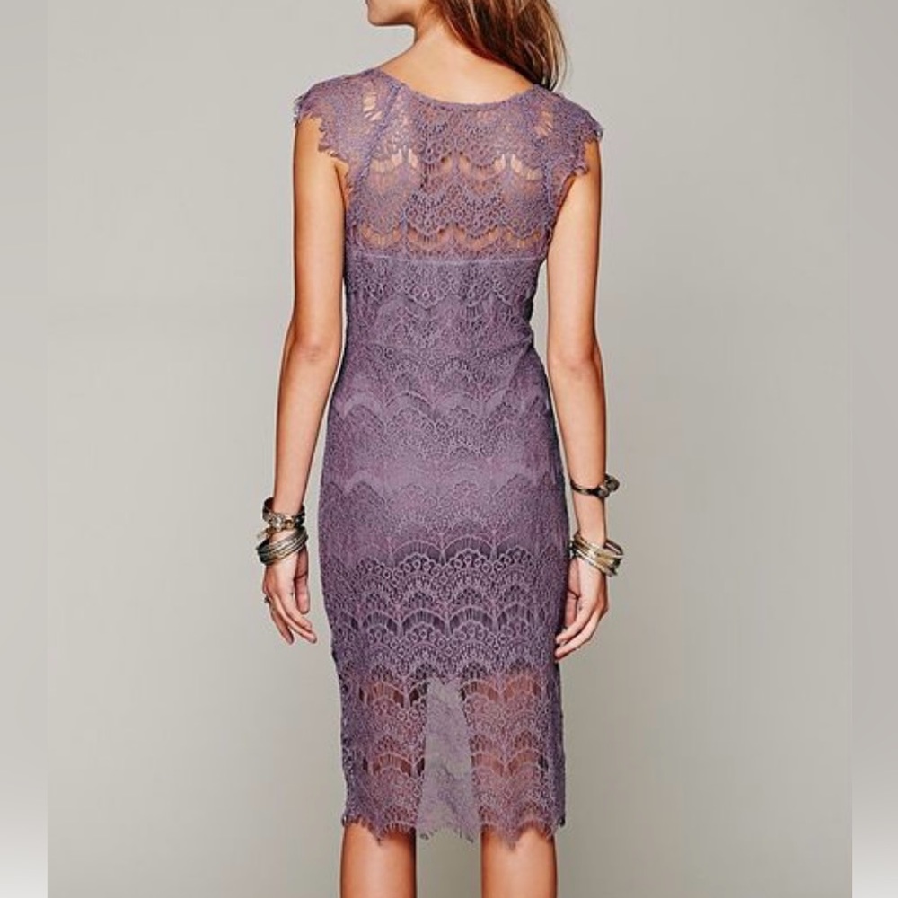 Free People Intimately purple lace short dress pull on cotton liner size XS